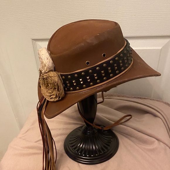 New Custom Made Leather Western Hat. SZ XS and matching belt. - Picture 4 of 7